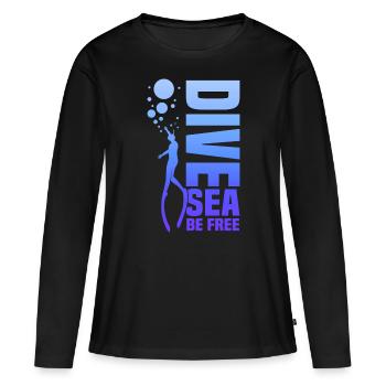 Plongée, Apnée Plongée, Apnée No Limit Apnée Apnée - T-shirt manches longues Premium bio Femme - noir - Devant - Julia (174cm)