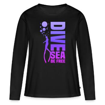 Plongée, Apnée Plongée, Apnée No Limit Apnée Apnée - T-shirt manches longues Premium bio Femme - noir - Devant - Julia (174cm)