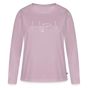 Dolphin Heartbeat - Frauen Premium Bio Langarmshirt - Altrosa - Vorne - Julia (174cm)