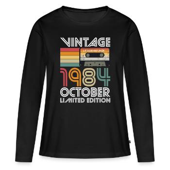 40th Birthday Vintage October 1984 Vintage 1984 - Women's Premium Organic Long Sleeve Shirt - black - Front - Julia (174cm)