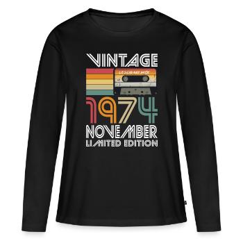 50th Birthday Vintage November 1974 Vintage 1974 - Women's Premium Organic Long Sleeve Shirt - black - Front - Julia (174cm)