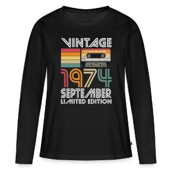 50th Birthday Vintage September Vintage 1974 - Women's Premium Organic Long Sleeve Shirt - black - Front - Julia (174cm)