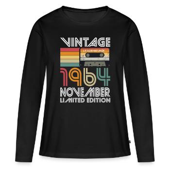 60th Birthday Vintage November 1964 Vintage 1964 - Women's Premium Organic Long Sleeve Shirt - black - Front - Julia (174cm)