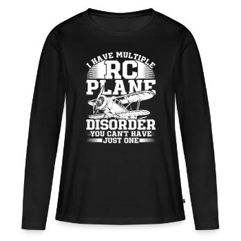 Maquette d’avion Maquette d’avion - T-shirt manches longues Premium bio Femme - noir - Devant - Julia (174cm)