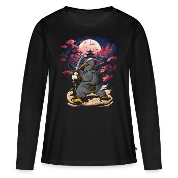 Grue de samouraï - T-shirt manches longues Premium bio Femme - noir - Devant - Julia (174cm)