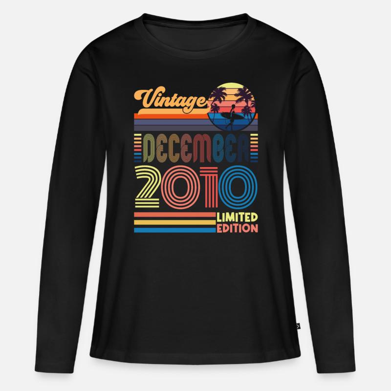 Geburtstag Dezember 2010. Geschenk Dezember 2010. - Frauen Premium Bio Langarmshirt - Schwarz