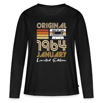 60th Birthday Vintage January 1964 Original 1964 - Women's Premium Organic Long Sleeve Shirt - black - Front - Julia (174cm)