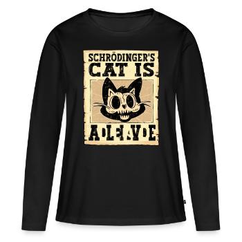 Le chat de Schrödinger est mort et vivant - T-shirt manches longues Premium bio Femme - noir - Devant - Julia (174cm)