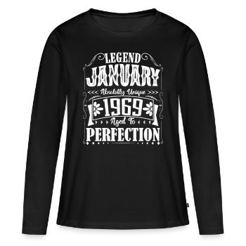 Januar 1969. Januar 1969 Geburtstagsgeschenk. - Frauen Premium Bio Langarmshirt - Schwarz - Vorne - Julia (174cm)