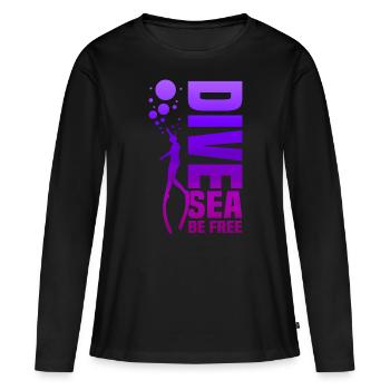 Plongée, Apnée Plongée, Apnée No Limit Apnée Apnée - T-shirt manches longues Premium bio Femme - noir - Devant - Julia (174cm)