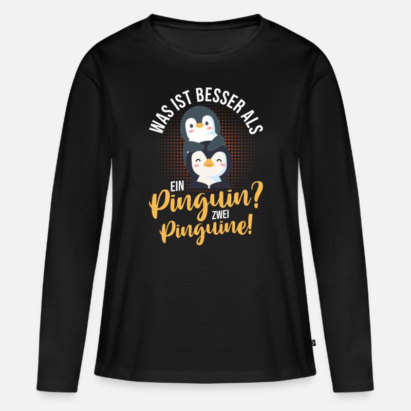Pinguin - Frauen Premium Bio Langarmshirt - Schwarz