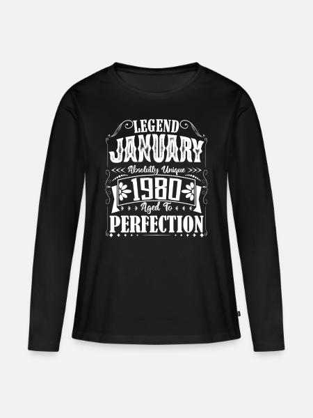 Januar 1980. Januar 1980 Geburtstagsgeschenk. - Frauen Premium Bio Langarmshirt - Schwarz