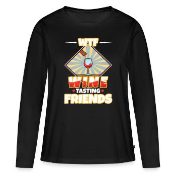WTF Wine Tasting Friends - Women's Premium Organic Long Sleeve Shirt - black - Front - Julia (174cm)