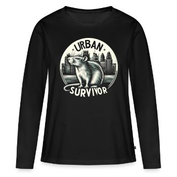 Le rat dans la métropole : la nature sauvage urbaine - T-shirt manches longues Premium bio Femme - noir - Devant - Julia (174cm)