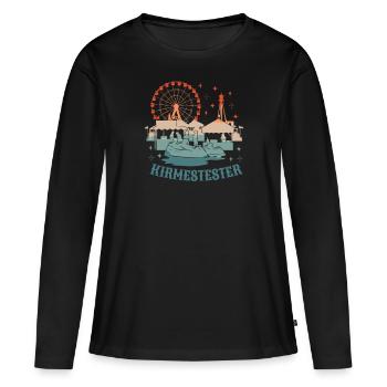 Kirmestester Jahrmarkt Volksfest Rummelplatz - Frauen Premium Bio Langarmshirt - Schwarz - Vorne - Julia (174cm)