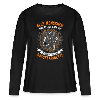 Bassklarinette Geschenk Bassklarinettist - Frauen Premium Bio Langarmshirt - Schwarz - Vorne - Julia (174cm)