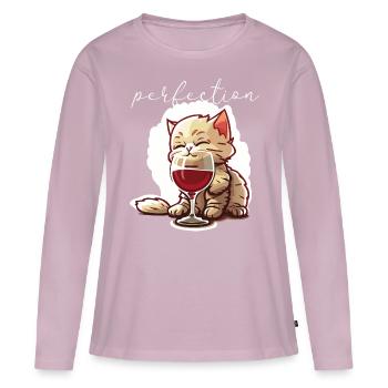 Cute cat with wine - Women's Premium Organic Long Sleeve Shirt - dusky pink - Front - Julia (174cm)