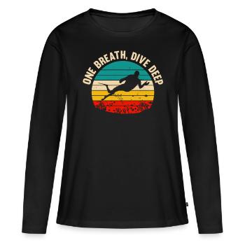 Plongée, Apnée Plongée, Apnée No Limit Apnée Apnée - T-shirt manches longues Premium bio Femme - noir - Devant - Julia (174cm)