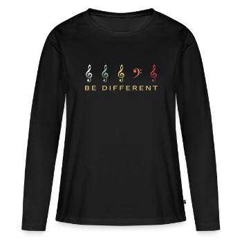 Clé de Fa Musicien Be Different Piano Retro - T-shirt manches longues Premium bio Femme - noir - Devant - Julia (174cm)
