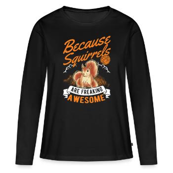 Écureuil cadeau écureuil écureuil gris écureuil - T-shirt manches longues Premium bio Femme - noir - Devant - Julia (174cm)