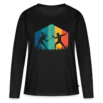 Sports d’escrime - T-shirt manches longues Premium bio Femme - noir - Devant - Julia (174cm)
