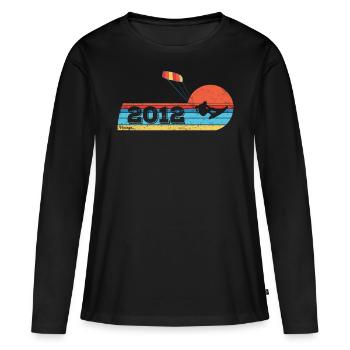 Kitesurf Anniversaire Millésime 2012 Né - T-shirt manches longues Premium bio Femme - noir - Devant - Julia (174cm)
