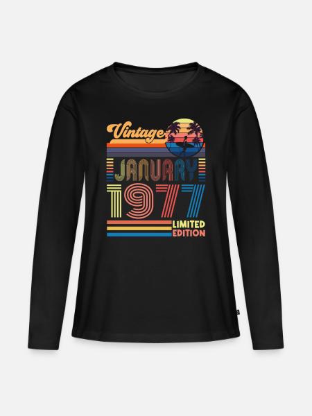 Geburtstag, Januar 1977. Geschenk Januar 1977. - Frauen Premium Bio Langarmshirt - Schwarz