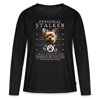 Stalker personnel Yorkie - T-shirt manches longues Premium bio Femme - noir - Devant - Julia (174cm)