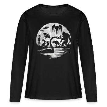 Bigfoot Mothman Jersey Devil Alien Cryptides - T-shirt manches longues Premium bio Femme - noir - Devant - Julia (174cm)
