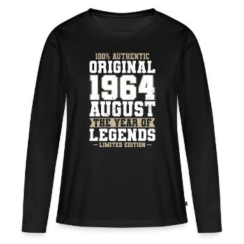 60th Birthday Vintage August 1964 Original 1964 - Women's Premium Organic Long Sleeve Shirt - black - Front - Julia (174cm)