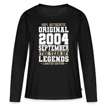 20th Birthday Vintage September 2004 Original - Women's Premium Organic Long Sleeve Shirt - black - Front - Julia (174cm)