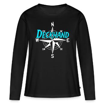 Matelot de pont Équipage de bateau Skipper Marin Équipage Capitaine - T-shirt manches longues Premium bio Femme - noir - Devant - Julia (174cm)