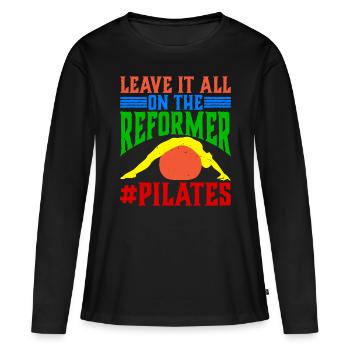 Laissez-vous séduire par le réformateur #Pilates 14 - T-shirt manches longues Premium bio Femme - noir - Devant - Julia (174cm)