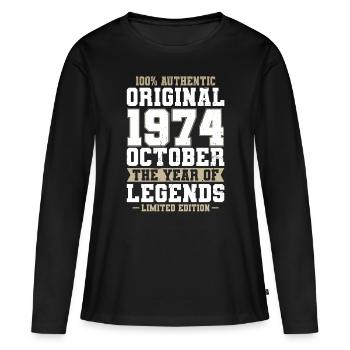 50th Birthday Vintage October 1974 Original 1974 - Women's Premium Organic Long Sleeve Shirt - black - Front - Julia (174cm)