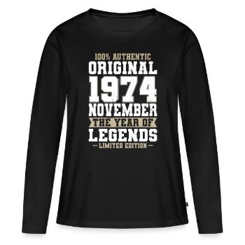 50th Birthday Vintage November 1974 Original - Women's Premium Organic Long Sleeve Shirt - black - Front - Julia (174cm)