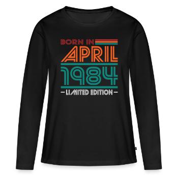 40. Geburtstag Jahrgang April 1984 Born in 1984 - Frauen Premium Bio Langarmshirt - Schwarz - Vorne - Julia (174cm)