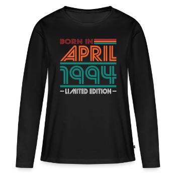 30. Geburtstag Jahrgang April 1994 Born in 1994 - Frauen Premium Bio Langarmshirt - Schwarz - Vorne - Julia (174cm)