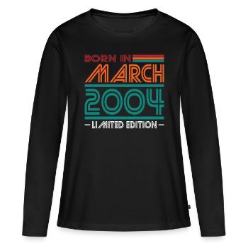20th Birthday Vintage March 2004 Born in 2004 - Women's Premium Organic Long Sleeve Shirt - black - Front - Julia (174cm)