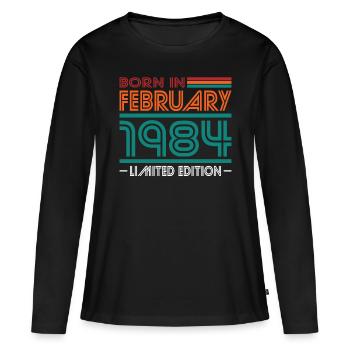 40th Birthday Vintage February 1984 Born in 1984 - Women's Premium Organic Long Sleeve Shirt - black - Front - Julia (174cm)
