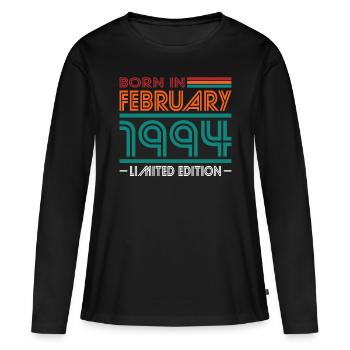 30. Geburtstag Jahrgang Februar 1994 Born in 1994 - Frauen Premium Bio Langarmshirt - Schwarz - Vorne - Julia (174cm)