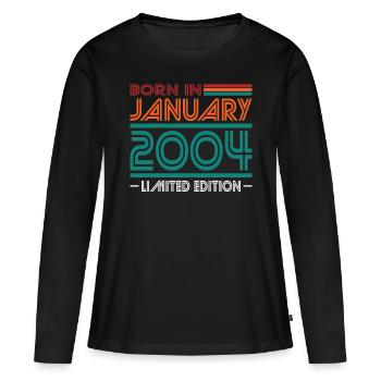 20th Birthday Born January 2004 Born in 2004 - Women's Premium Organic Long Sleeve Shirt - black - Front - Julia (174cm)