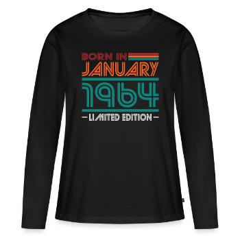 60th Birthday Vintage January 1964 Born in 1964 - Women's Premium Organic Long Sleeve Shirt - black - Front - Julia (174cm)