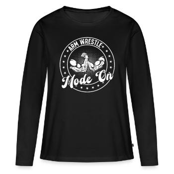 Bras de fer Bras de fer - Mode Bras de fer activé - T-shirt manches longues Premium bio Femme - noir - Devant - Julia (174cm)