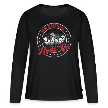Mode Bras de Fer activé - Bras de fer Bras de fer - T-shirt manches longues Premium bio Femme - noir - Devant - Julia (174cm)
