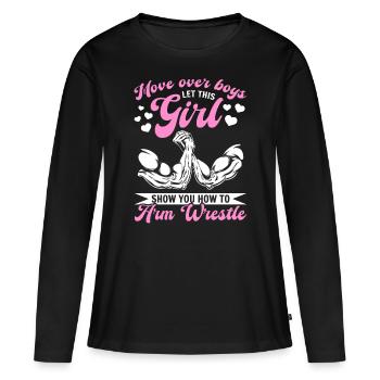 Bras de fer Bras de fer Fille Bras de fer Fille - T-shirt manches longues Premium bio Femme - noir - Devant - Julia (174cm)