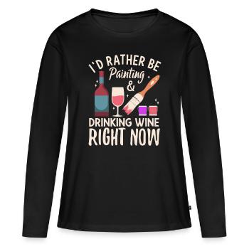Je préfère peindre - T-shirt manches longues Premium bio Femme - noir - Devant - Julia (174cm)
