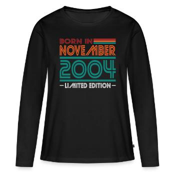 20th Birthday Vintage November 2004 Born 2004 - Women's Premium Organic Long Sleeve Shirt - black - Front - Julia (174cm)