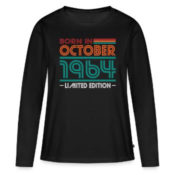60th Birthday Vintage October 1964 Born in 1964 - Women's Premium Organic Long Sleeve Shirt - black - Front - Julia (174cm)
