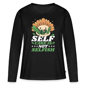 Prendre soin de soi n’est pas égoïste 6 - T-shirt manches longues Premium bio Femme - noir - Devant - Julia (174cm)