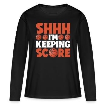 Chut, je garde le score 9 - T-shirt manches longues Premium bio Femme - noir - Devant - Julia (174cm)